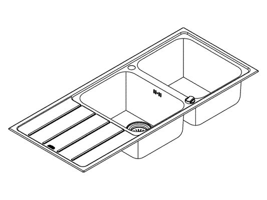 Grohe Edelstahlspüle K500 31588_1 2 Becken / Abtropfflaeche, 195 x 500 mm Bild 4