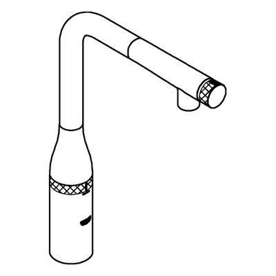 Grohe SPT-Batterie Essence Smart Control 31615 L-Ausladung auszb. Spülbr. nickel geb, 84 mm, Farbe nickel Bild 4
