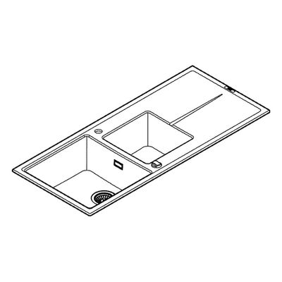 Grohe Kompositspüle K400 31643 2 Becken 1160 x 500 mm, mit ATF re / li, 205 x 620 x 500 mm, Farbe granit schwarz Bild 4