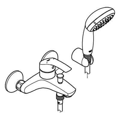 Grohe EH-Wannenbatterie Eurosmart 33302_2, mit Wandhalterset, 190 x 210 mm, Farbe chrom Bild 4