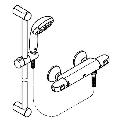 Grohe THM-Brausebatterie Grohtherm 1000 34151_4, mit Brausegarnitur 600 mm, 70 x 75 mm, Farbe silberfarben Bild 4