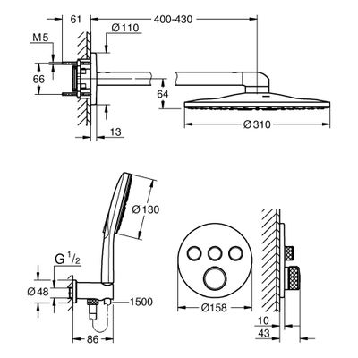 Grohe UP-Duschsystem Grohtherm SC rund 3 ASV, für Duschrahmen Duo, Farbe chrom Bild 2