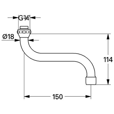 Grohe Rohrauslauf S-Form 150 mm 3/4" Bild 2