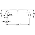 Grohe U-Auslauf Ausladung 301 mm, für Küchen-Wandbatterien, 1/2'', Farbe silberfarben Bild 3