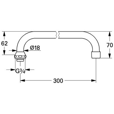 Grohe U-Auslauf Ausladung 301 mm, für Küchen-Wandbatterien, 1/2'', Farbe silberfarben Bild 3
