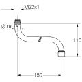 Grohe Rohrauslauf, für Küchen-Wandbatterie Costa, Ausladung 150 mm, Farbe silberfarben Bild 2