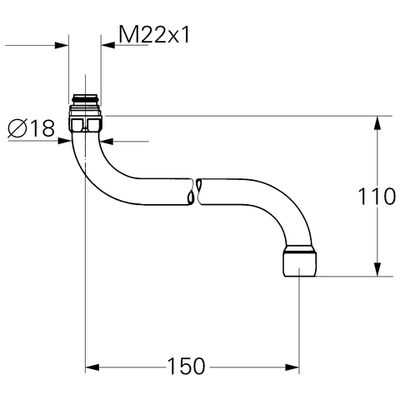 Grohe Rohrauslauf, für Küchen-Wandbatterie Costa, Ausladung 150 mm, Farbe silberfarben Bild 2