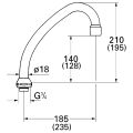 Grohe Rohrauslauf HU-Form 185 mm 3/4" 13070 Bild 2