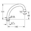 Grohe Rohrauslauf HU-Form 140 mm 3/4" Bild 3