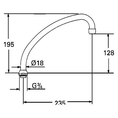 Grohe Rohrauslauf HU-Form 235 mm 3/4" Bild 3