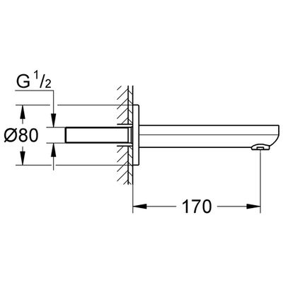 Grohe Wand-Wanneneinlauf Eurosmart C Ausladung 170 mm, verchromt, 70 x 170 mm, Farbe chrom Bild 3