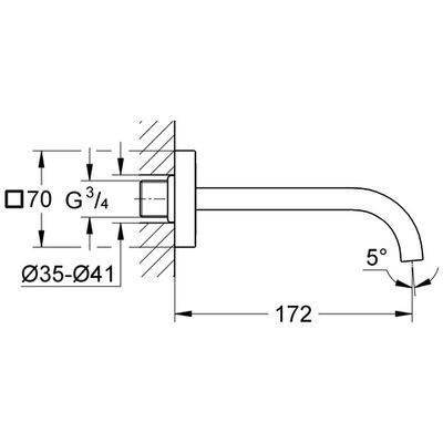 Grohe Wanneneinlauf Allure DN 20 Wandmontage Ausladung 172 mm, 70 mm, Farbe chrom Bild 3