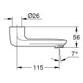 Grohe Gussauslauf schwenkbar(180 o.90°), arretierbar, Länge 115 mm, Farbe silberfarben Bild 2