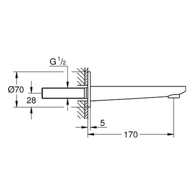 Grohe Wanneneinlauf Lineare 13383_1 Wandmontage, 70 x 170 mm, Farbe chrom Bild 3