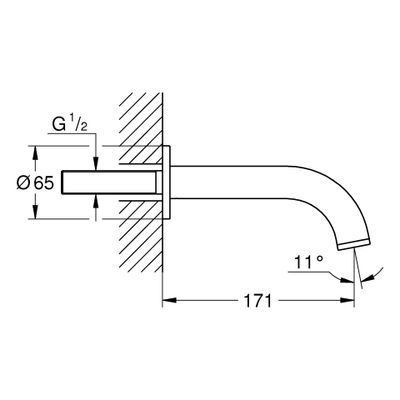 Grohe Wanneneinlauf Atrio 13487 Wandmontage hard graphite gebürstet, Farbe hard graphite Bild 3