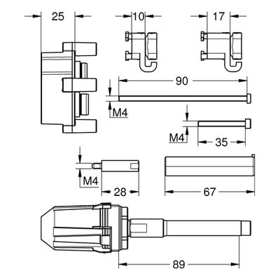 Grohe Verlängerung, für Hebelmischer-Fertigset, für Rapido SmartBox 25 mm, Farbe silberfarben Bild 2