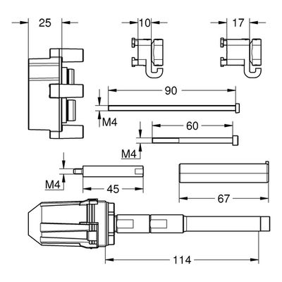 Grohe Verlängerung, für Hebelmischer-Fertigset, für Rapido SmartBox 50 mm, Farbe silberfarben Bild 2