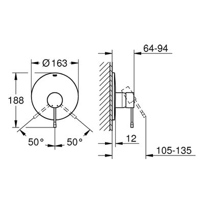 Grohe EH-Brausebatterie Essence 19286_1 Fertigmontageset, für Rapido E, 55 x 180 mm, Farbe supersteel Bild 3