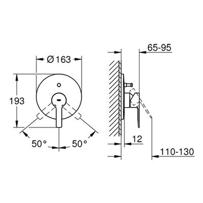 Grohe Einhand-Wannenbatterie Lineare 19297_1 Fertigmontageset, 70 x 200 mm, Farbe supersteel Bild 3