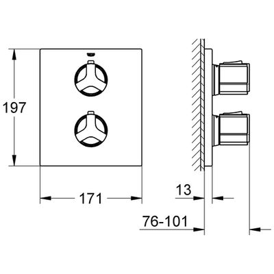 Grohe THM-Brausebatterie Allure 19380 Fertigmontageset, für Rapido T, 75 x 200 mm, Farbe silberfarben Bild 3