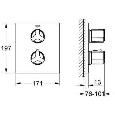 Grohe UP-THM-Wannenbatterie Allure Fertigmontageset, für Rapido T, 70 x 200 mm, Farbe chrom Bild 3