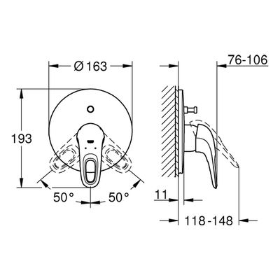 Grohe EH-Wannenbatterie Eurostyle 19506_3 FMS, für 35501 moon white /, 119 x 161 mm, Farbe chrom Bild 3
