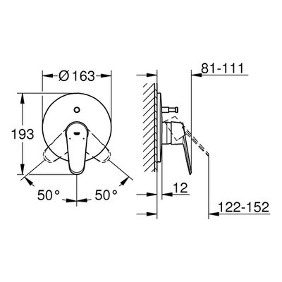 Grohe Einhand-Wannenbatterie Eurodisc C 19548_2 FMS, für 35501 moon white / chrom, 65 x 200 mm, Farbe moon white Bild 3