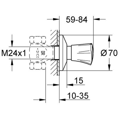 Grohe Farbset Costa für Unterputz-Ventil 10 - 35 mm mit Metallgriff, kalt, verchromt 19854, 59 mm, Farbe chrom Bild 3