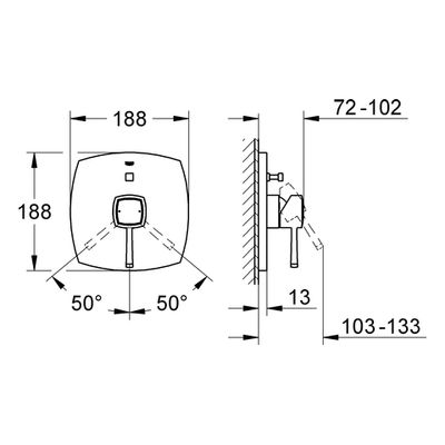 Grohe Einhand-Wannenbatterie Grandera 19920 FMS, für Rapido E chrom / gold, 70 x 200 mm, Farbe chrom Bild 3