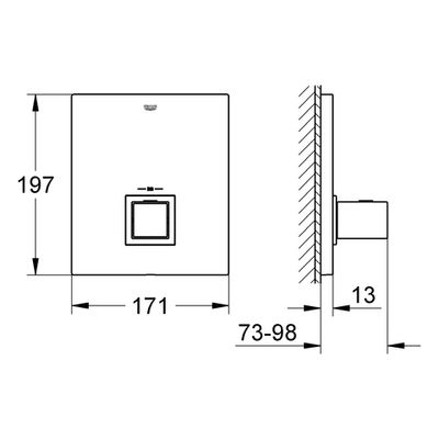 Grohe THM-Zentralbatterie Grohtherm Cube Fertigmontageset, für 35500, 67 x 233 mm, Farbe silberfarben Bild 3