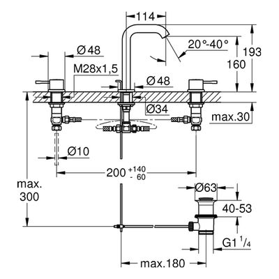 Grohe 3-L-EH-Waschtischbatterie Essence 20296_1 Zugstangen-Ablaufgarnitur, Farbe chrom Bild 3