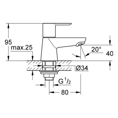 Grohe Standventil BauLoop Einlochmontage, Farbe silberfarben Bild 3