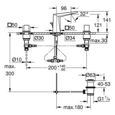 Grohe 3-Loch-WT-Batt. Allure Brilliant 20626 flacher Auslauf hard graphite geb, Farbe hard graphite Bild 3