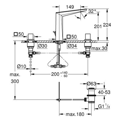 Grohe 3-L-WT-Batt. Allure Bril. PC 20669 Trapezbet. VN-Ceasarstone supersteel, Farbe ceasarstone Bild 3