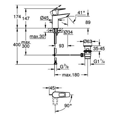 Grohe EH-Waschtischbatterie BauLoop 22054_1 S-Size Mittelstellung kalt, Farbe chrom Bild 3