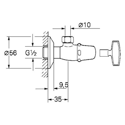 Grohe Eckventil Atlanta Steckschlüssel-Oberteil, DN 15, Farbe chrom Bild 3