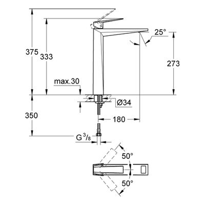 Grohe EH-WT-Batt. Allure Brilliant 23114, für freist. Waschschüsseln, Farbe supersteel Bild 3
