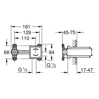 Grohe UP-Körper 23200_2, für 2-Loch-WT- Wandbatterien nach DIN 18534:2017 Bild 3