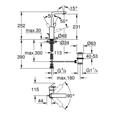 Grohe Einhand-Waschtischbatterie Lineare 23296_1 L-Size hard graphite gebürstet, Farbe hard graphite Bild 3