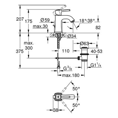 Grohe EH-Waschtischbatterie Grandera Einlochmontage, Farbe chrom Bild 3