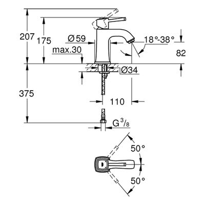 Grohe EH-Waschtischbatterie Grandera 23310 glatter Körper, Farbe chrom Bild 3