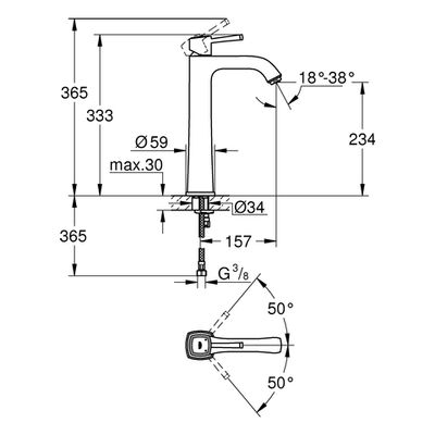 Grohe EH-Waschtischbatterie Grandera, für freist. Waschschüsseln, Farbe chrom Bild 3
