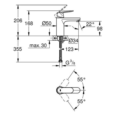 Grohe EH-Waschtischbatterie Eurosmart C mittelhoch glatter Körper, Farbe chrom Bild 3