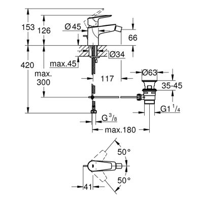 Grohe EH-Bidetbatterie Baüdge 23331_1 Einlochmontage, Farbe chrom Bild 3