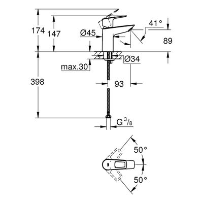 Grohe EH-Waschtischbatterie BauLoop 23337_1 S-Size glatter Körper, Farbe chrom Bild 3