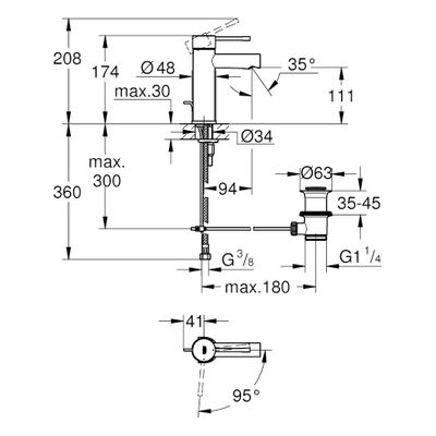 Grohe EH-WT-Batterie Essence 23379_1 S-Size Mittelstellung kalt, Farbe chrom Bild 3
