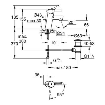 Grohe EH-WT-Batterie Concetto 23380_1 Mittelstellung kalt, Farbe chrom Bild 3