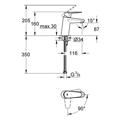 Grohe Einhand-Waschtischbatt. Eurodisc C 23382_2 glatter Körper EcoJoy, Farbe chrom Bild 3