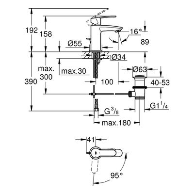 Grohe EH-WT-Batterie Eurostyle C 23387_2 Mittelstellung kalt, Farbe chrom Bild 3
