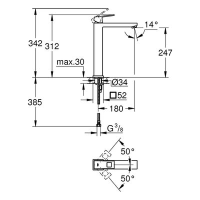 Grohe EH-WT-Batterie Eurocube 23406, für freisteh. Waschschüsseln, Farbe supersteel Bild 3